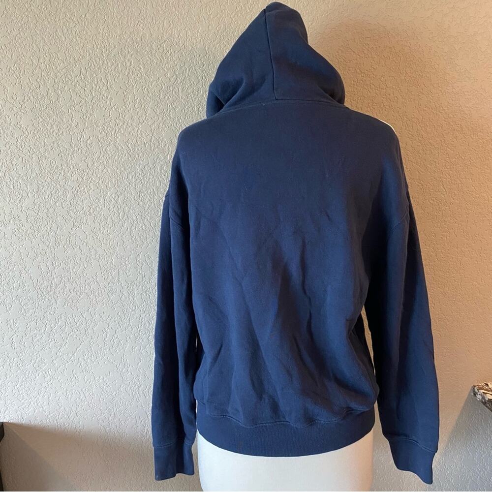 Sandro Paris Hooded Sweatshirt With Velvet Insert In Blue Size Small - Picture 5 of 10